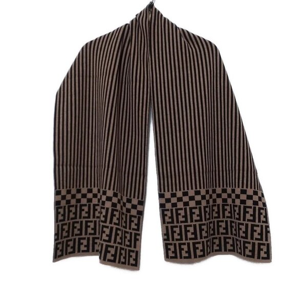 FENDI - Beige Black Cashmere Scarf 154-071825 - Picture 1 of 7